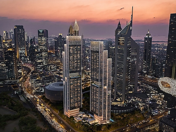 From cantilevered towers to luxurious amenities, a bold new project raises the bar for residential design in Dubai